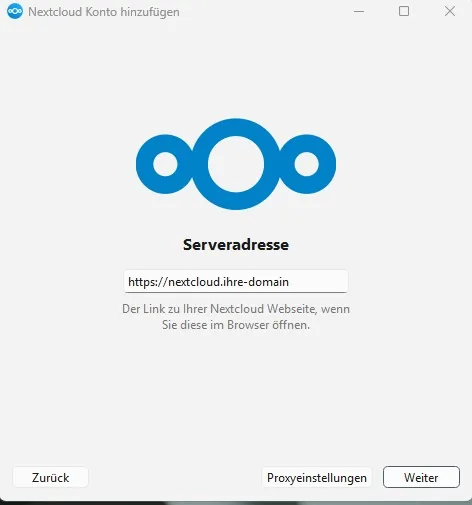 Serveradresse des Praxis-Servers eingeben