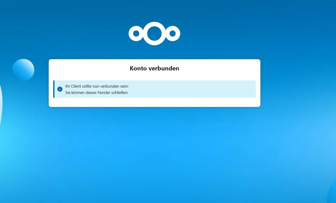 Bestätigung im Browser: Konto ist verbunden